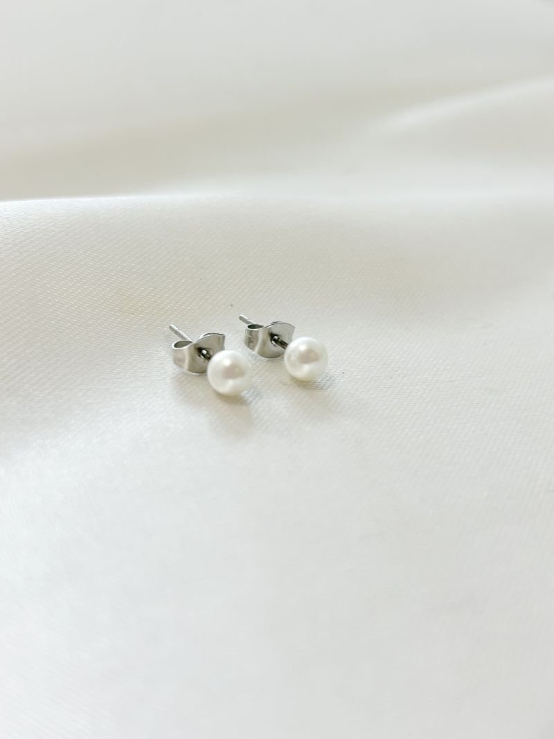 Brinco Inox Pérola 5mm