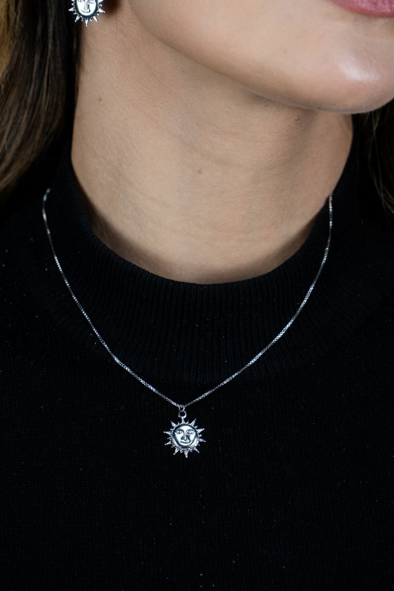 Colar Veneziana Inox Solitário C/rosto 15mm