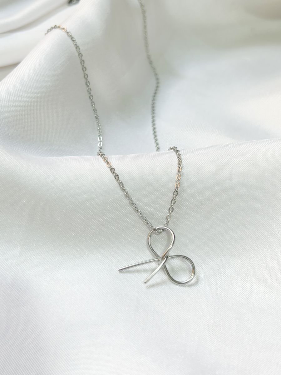 Colar Inox Cadeado + Pingente Laço