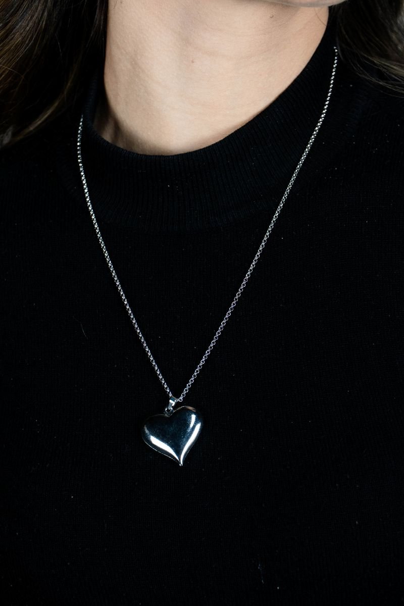 Colar Inox Elo Port 50cm+ Coracao 30mm