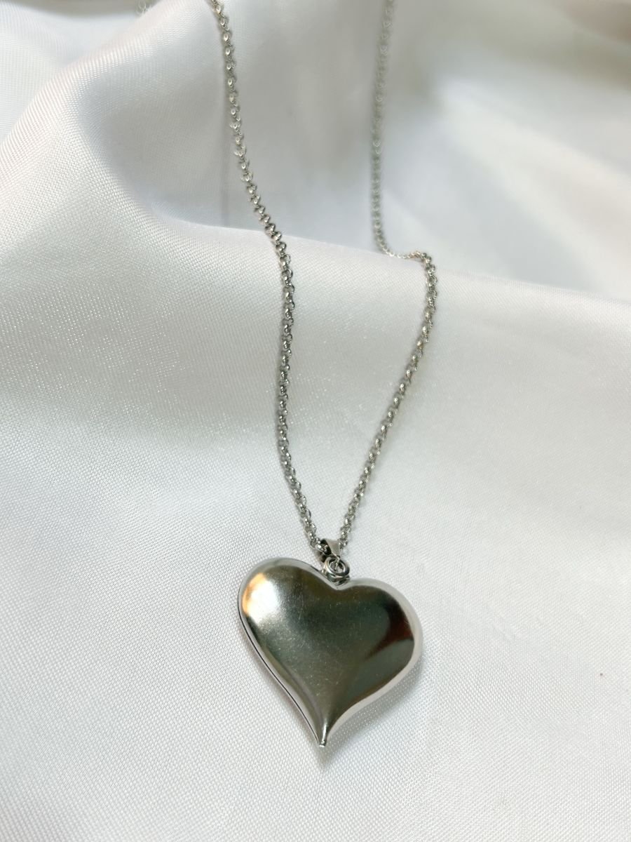 Colar Inox Elo Port 50cm+ Coracao 30mm