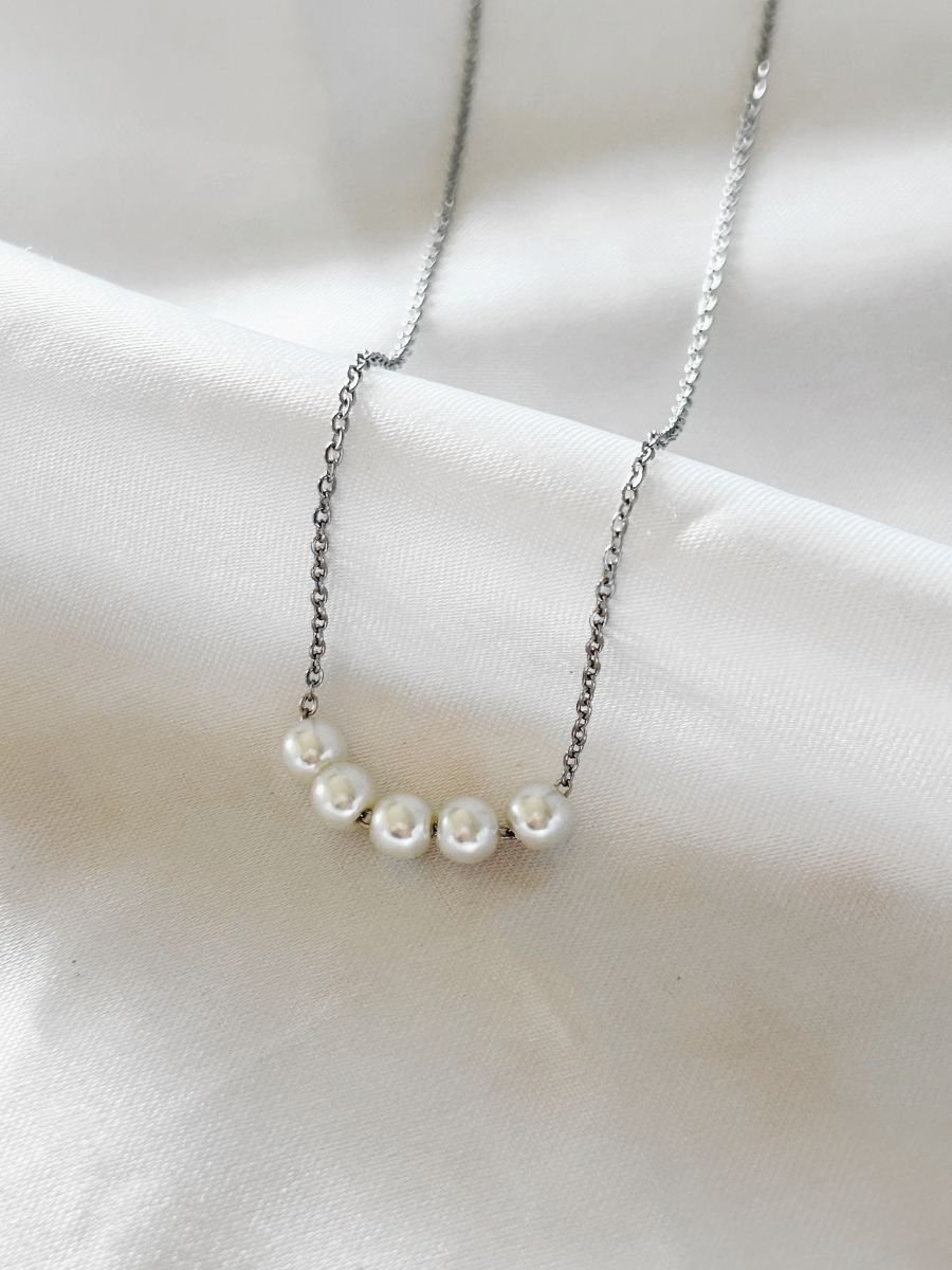 Chocker Inox 'cadeado 5 Pérolas'