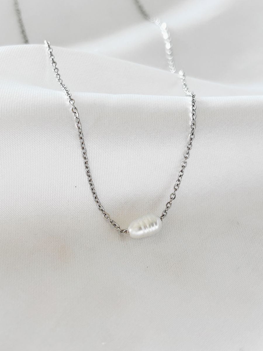 Colar Inox 'cadeado Pérola Barroca'