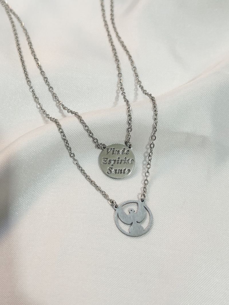 Escapulário Inox 'vinde Espirito Santo'