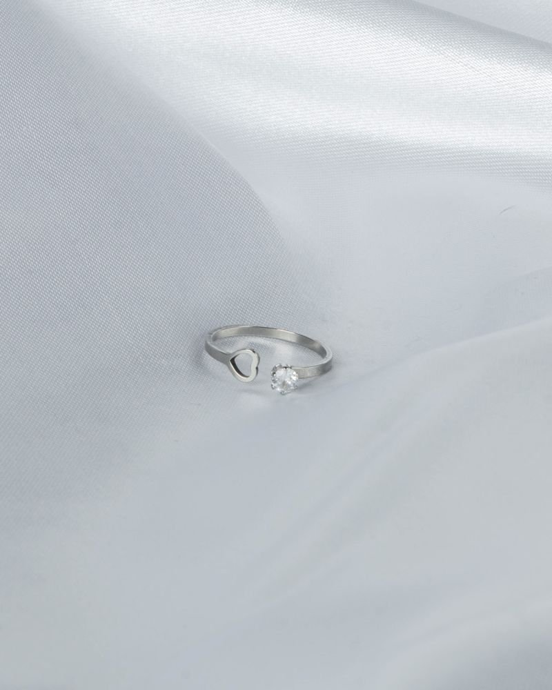 Anel Inox 'coração + Ponto Luz'