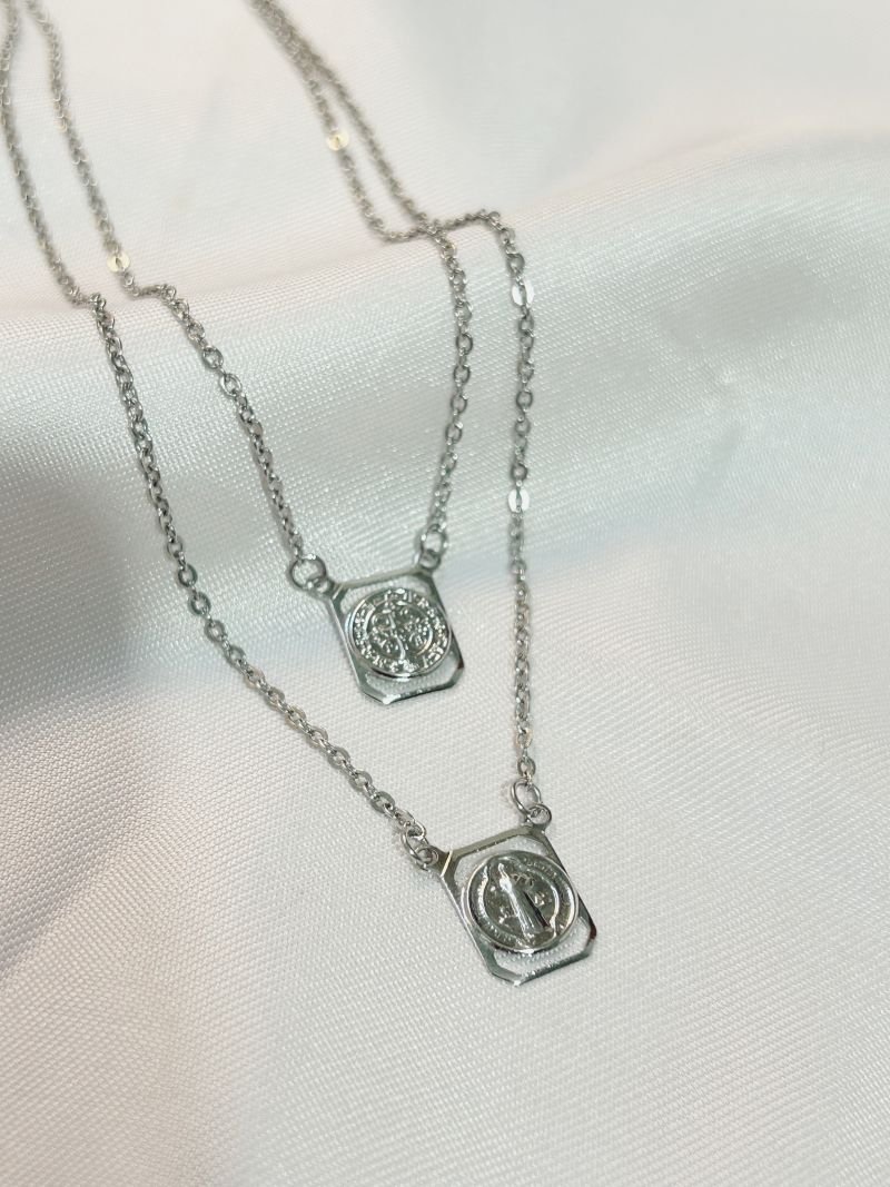 Escapulário Inox Pingente Retangular 'são Bento'