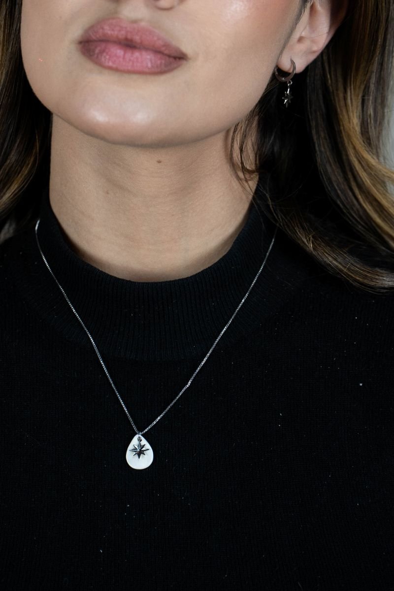 Colar Inox Veneziana ' Gota/carrapicho'