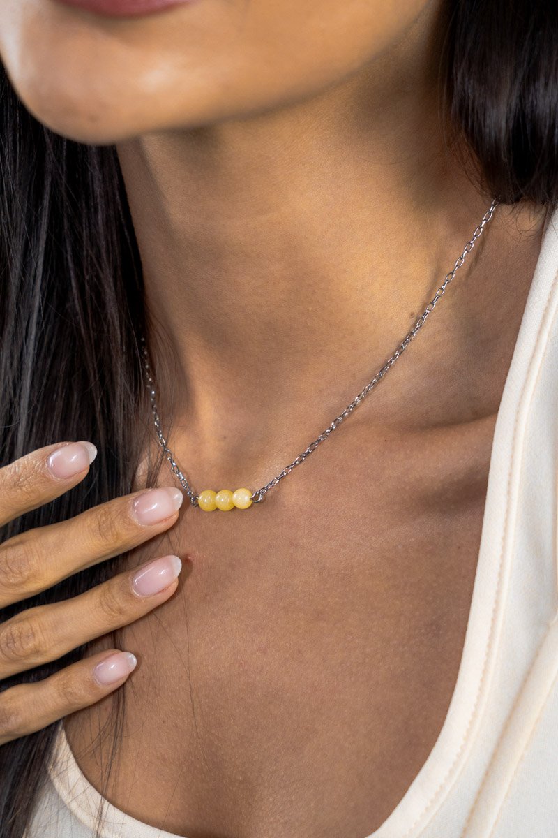 Colar Inox 'tijolinho' /pedras Naturais