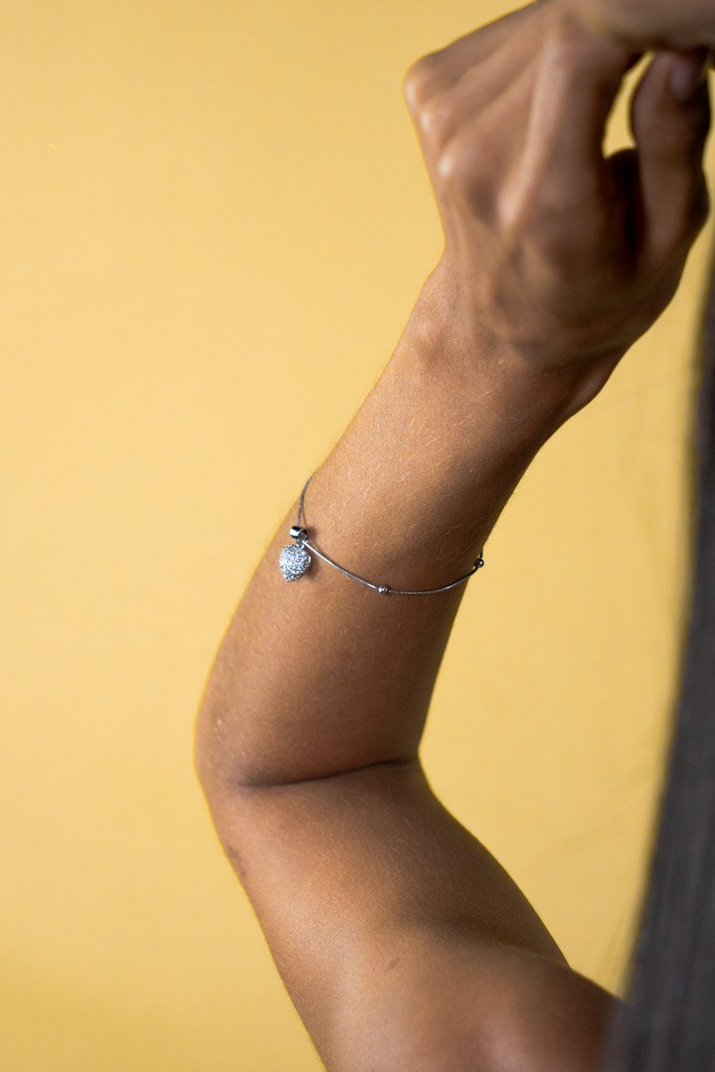 Pulseira Inox Coração Cravejado